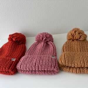 Urban outfitters chunky knit pompom beanies